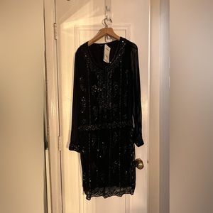 Antik Batik NWT  Black beaded tunic dress 38